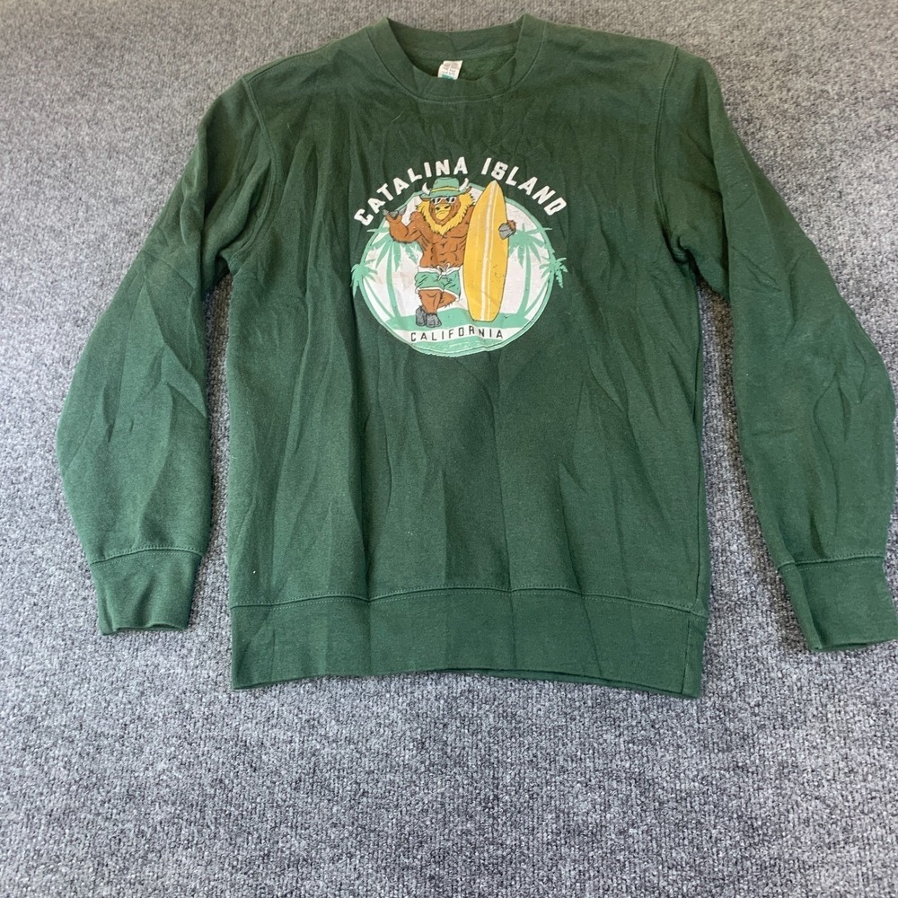 Lane Seven Sweatshirt Mens Small Green Good Catalina Island Graphic Pullover